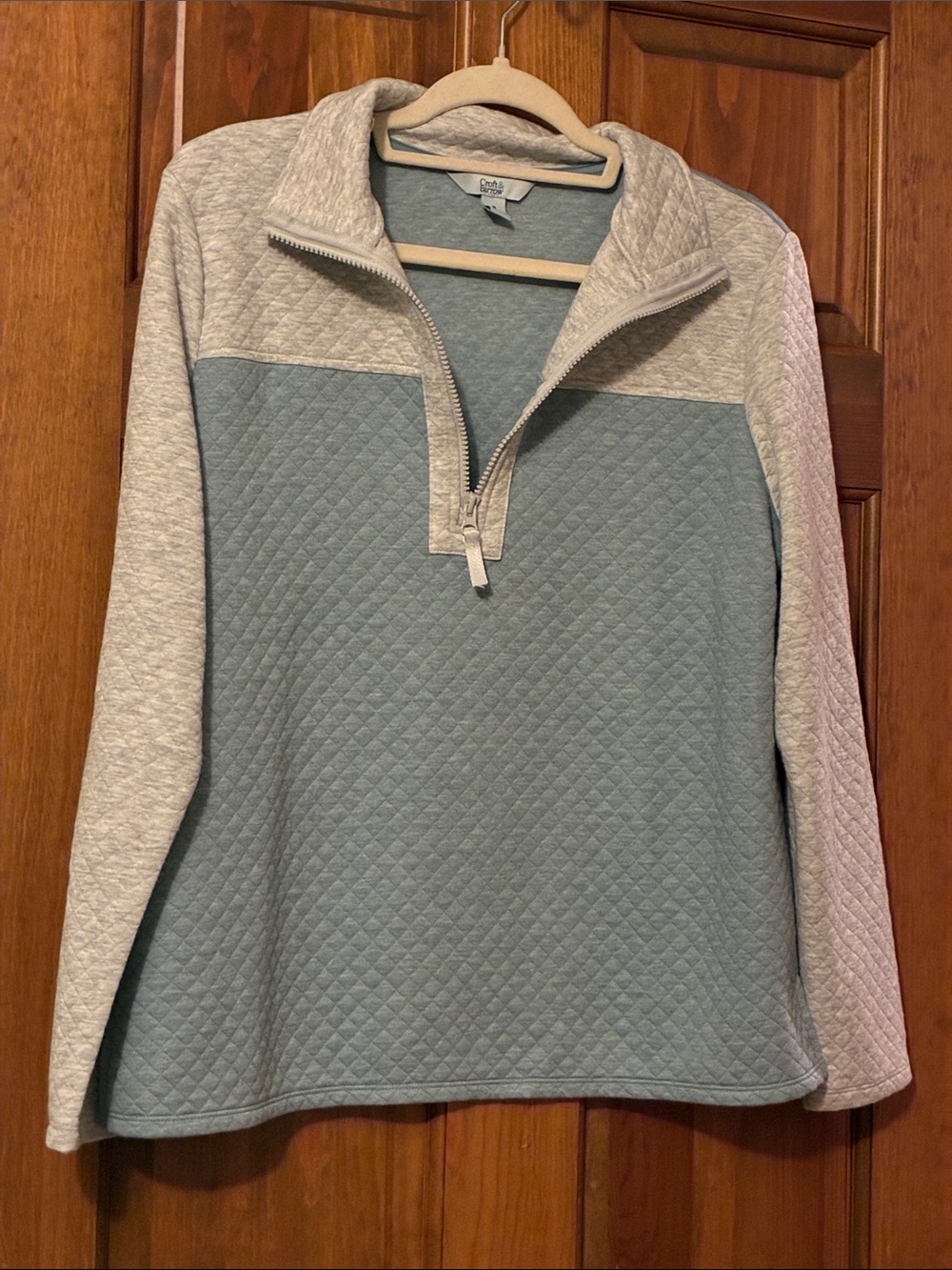 croft & barrow Quilted Half-Zip Pullover - Light Blue & Gray NWOT